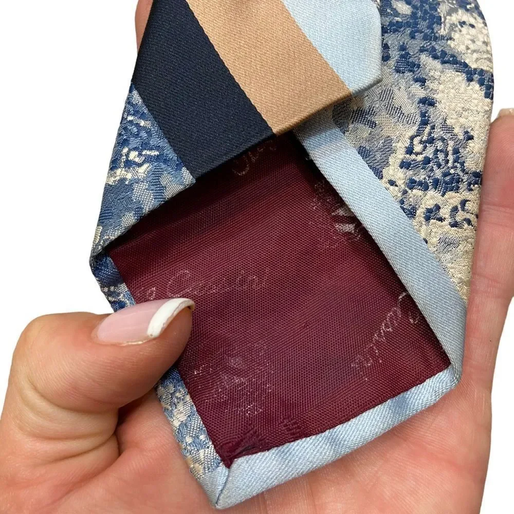 Vintage 70’s Oleg Cassini by Burma Mixed Media Blue Tie‎
